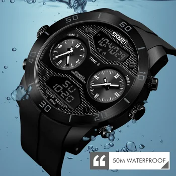 A dupla afixação Relógios Digitais Multifunções Tempo Watherproof Assistir a Grande Dial Esportes ao ar livre Relógios de pulso Relógio Masculino zk30