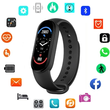 Banda inteligente M6 Smart Watch Homens Mulheres Taxa de Coração Monitor de Pressão Arterial de Fitness Tracker Smartband Relógio Despertador PK Xiaomi Banda Inteligente