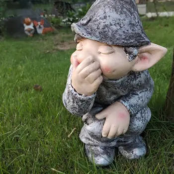 Resina Divertido Elfo-Personagem Ornamentos De Exibição Molde De Simulação Engraçado Gnome Miniatura Anão Estatueta Estátua De Jardinagem Decoração De Casa