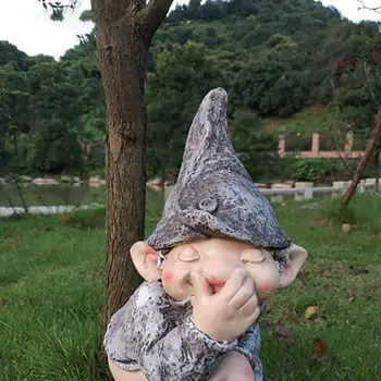 Resina Divertido Elfo-Personagem Ornamentos De Exibição Molde De Simulação Engraçado Gnome Miniatura Anão Estatueta Estátua De Jardinagem Decoração De Casa