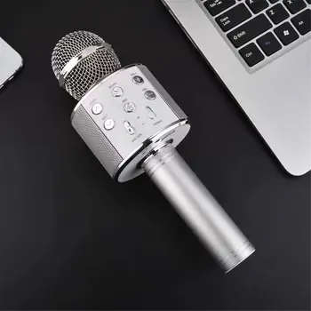 WS858 Bluetooth Portátil com Karaoke Microfone sem Fio de alto-Falante Profissional em Casa Ktv Handheld Microfone