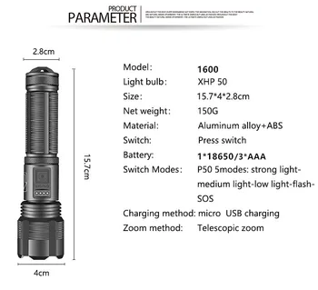 20000Lumens Lanterna LED XHP50 Tático Lanterna Zoomable Tocha 5 Modos de Mão à prova d'água Luz de Lanterna Lâmpada para Camping