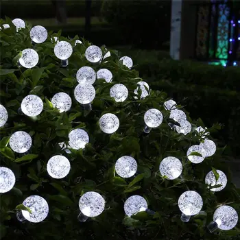 10m, Lâmpada Solar Bola de Cristal Led Luzes de corda Exterior IP65 Waterproof a Cadeia de Fadas Lâmpadas Solares do Jardim Guirlandas de Natal Decoração