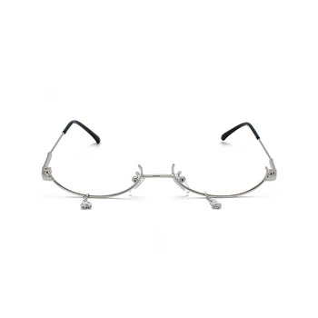 Seemfly mais Recentes Metade Inferior-Óculos de armação de Soltar Nenhuma Lente Ins Feminino Cadeia Pingente Decoração simples Espelho de Óculos com Armação de Moda