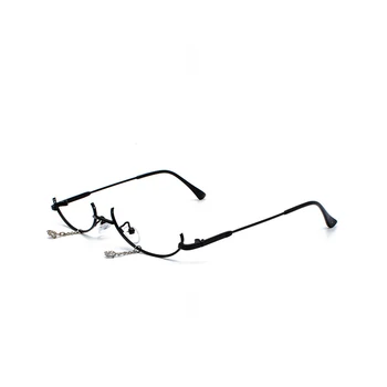 Seemfly mais Recentes Metade Inferior-Óculos de armação de Soltar Nenhuma Lente Ins Feminino Cadeia Pingente Decoração simples Espelho de Óculos com Armação de Moda