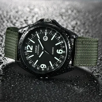 XINEW Marca de Moda Militar Mens Watch Quartzo Exército Mostrador Preto Data de Luxo Sport Homens Relógio de Pulso Relógios relógio masculino