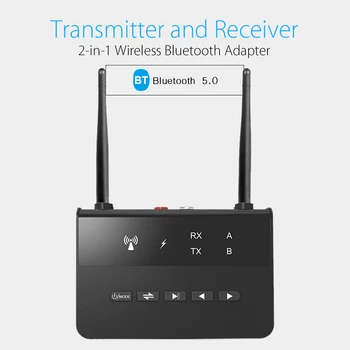 80M Bluetooth 5.0 Transmissor Receptor Ignorar Aptx LL Baixa Latência sem Fio Adaptador de Áudio de 3,5 mm AUX Jack RCA para PC TV Fones de ouvido