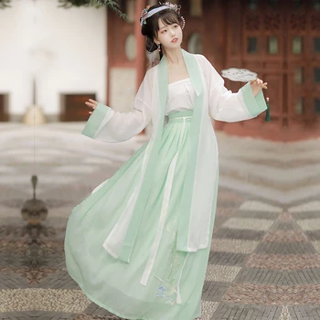 De Estilo Chinês, Oriental Tradicional Hanfu Vestido Dinastia Song Primavera, Outono Mulheres Retro Terno Princesa Trajes De Dança De Fadas Vestidos