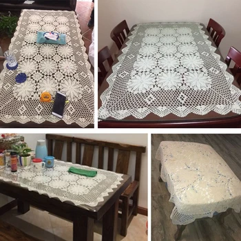Flor de algodão Design Toalha de mesa Para Decorar Mesa de Sofá Cortina Artesanais de Crochê toalha de Mesa de Casa, Mesa de Café 1pc/monte