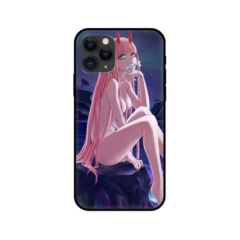 Preto caso de tpu para iphone 5 5 6 6 7 8 plus x 10 capa para iphone XR XS 11 pro MAX case Zero Dois Darling na FranXX Anime