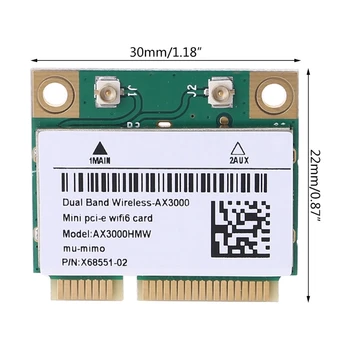 2974Mbps Wifi 6 de Banda Dupla AX3000 sem Fio Metade Mini PCI-E de Rede Wlan Cartão wi-Fi, Bluetooth 5.0 802.11 ax/ac 2,4 Ghz/5 ghz, Placa de