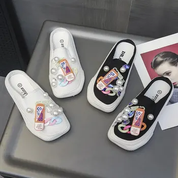 As mulheres da Sandália Colorida Botou Mueller Sapatos Mulheres 2021 Novo Grossas Solas para Pessoas Preguiçosas Moda Couro Instagram Sapatos Pop