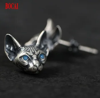 Nome: Novo estilo de prata 925 bonito esfinge gato homens brincos único