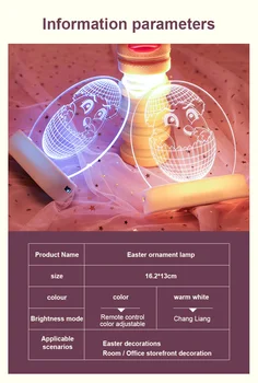 Decoração de páscoa Luzes Ovos Truque Ou Tratar Coelho Noite de Luz 3D Acrílico LED Presente de Páscoa Feliz Páscoa Festa de Decoração de Casa de 2021