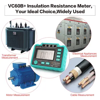 VC60B+ 1000V Digital Automático Gama Testador de Resistência de Isolamento Megohmmeter Megômetro de Alta Tensão do DIODO emissor de Indicação De 1999 Contagens AC750V