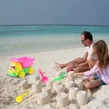 4pcs/set Summer Beach Buggy Toy Pá Ferramenta de desenho animado Padrão de Diversão ao ar livre Brinquedo de Crianças Areia da Praia de Água Jogo de Carro