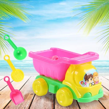 4pcs/set Summer Beach Buggy Toy Pá Ferramenta de desenho animado Padrão de Diversão ao ar livre Brinquedo de Crianças Areia da Praia de Água Jogo de Carro