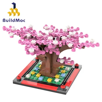 Buildmoc Novas Ideias Flor de Árvore de Sakura Planta Mini Bonsai Dez Planta da Casa Modelo de Construção de Blocos de Tijolos DIY Brinquedo Educativo Para Criança