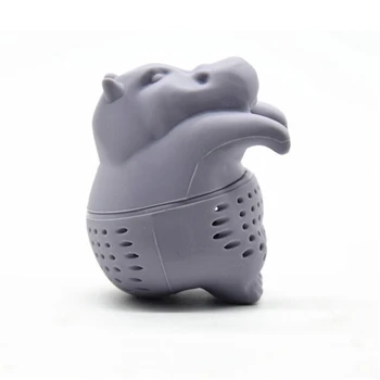 6.5*4.5 cm da Marca Novo do Silicone Não-tóxico Linda Hipopótamo Coadores de Chá de Folhas de Chá Filtro Para Beber Chá