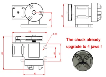 Diy CNC 4 Eixos Eixo de rotação do Mandril de 50mm, de 65mm 80mm Atividade para CNC de cabeçote móvel 3020 3040 Roteador Gravador, Máquina de Trituração do Kit