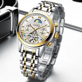 2021 LIGE Homens Relógios de Marca Top de Luxo Mecânico Automático de Negócios Relógio o Relógio de Ouro de Homens Reloj Mecanico De Homens Charme Dos Homens