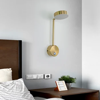 Moderno e simples iluminação interior LED 9W lâmpada de parede toque sem escurecimento de casa, quarto de cabeceira, espelho de parede ajustável da lâmpada