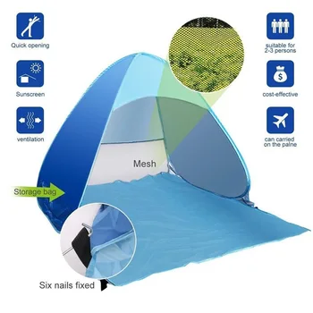 Automático de Pop-Up de Sol ao ar livre Abrigo Praia Tenda Proteção UV para proteger do Sol Camping Viagens Sombras à prova de chuva, de Equipamento de Campismo