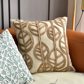 50x50cm de corda Simples bordado capa de almofada grande bege fronha sofá quarto encosto fronha