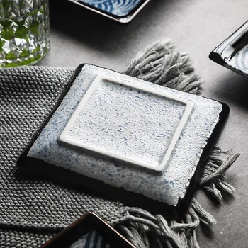 RUX OFICINA de onda Azul padrão de placa Cerâmica do Oeste o serviço de mesa Bife do prato de cozinha prato de porcelana retângulo quadrado
