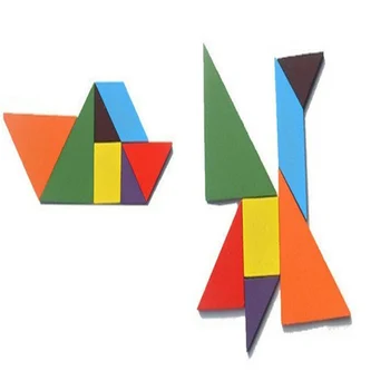 Colorido Quebra-cabeça 3D de Madeira Tangram Matemática Brinquedos Jogo de Tetris Crianças de Pré-escola Magination Intelectual Brinquedo Educativo Cor de Forma