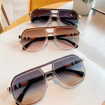 Marca Pilot dos Homens óculos de sol da Moda de Metal sem aro com Gradiente de Óculos de Sol Famale Masculina Óculos de Condução Tons Senhoras UV400