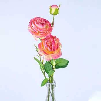 1 Buquê de 3 Cabeça de 50cm Artificial Peônia Buquê de Flores de Seda Falso Flores DIY Decoração de Casa de Flores Festa de Casamento Decoração Falso Rosa
