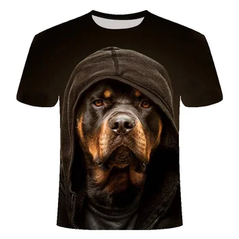 Moda masculina 3D Animal Cão gráfico t-shirts Novas Casual Personalidade Streetwear t-shirt de Verão Respirável Tendência de T-shirt de Impressão Superior