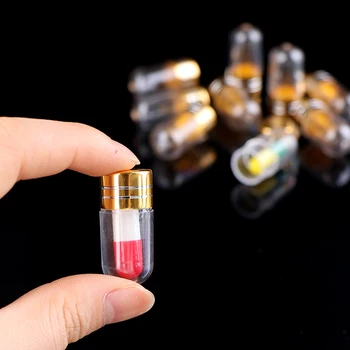 10PCS Portátil Mini Vazio Cápsulas de Gelatina em Gel Transparente Tampas de Plástico Impermeável Caixa de Garrafa de Titular Caso Pílula Caso