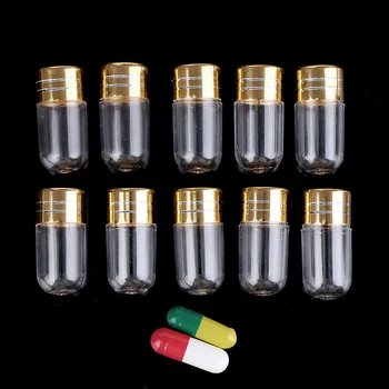 10PCS Portátil Mini Vazio Cápsulas de Gelatina em Gel Transparente Tampas de Plástico Impermeável Caixa de Garrafa de Titular Caso Pílula Caso