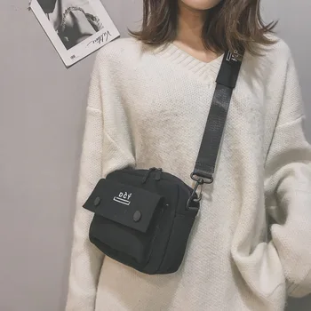 Casual e versátil saco de lona fêmea Nova coreano aluno de lazer saco de mensageiro