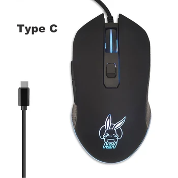 Coelho RGB com Fio Gaming Mouse com Fio USB Luminosa Jogo de Rato de Programação de Macro 2400 DPI Óptico com Fio Mouse Gamer