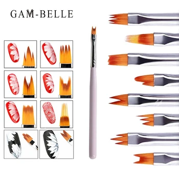 GAM-BELLE 1 Pc Arte do Prego Escova de Gel UV Escultura Caneta de Pintura, Pincéis de Desenho Gradiente de Líquido, Pó-de-Rosa Identificador de DIY Nail Art Pen