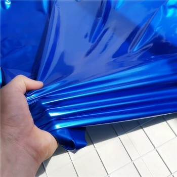 Azul Brilhante de Couro PU Espelho Brilhante e Suave Tecido de Couro Peso Médio de Vestuário, Artesanato em Tecido, por Venda a Metro