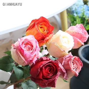 Retrô Romântico Borda Sentir Enrolado Rosa Buquê De Flores Para A Sala De Jantar Mesa De Noiva Segurando O Home Diy Flor Decoração Accessorie