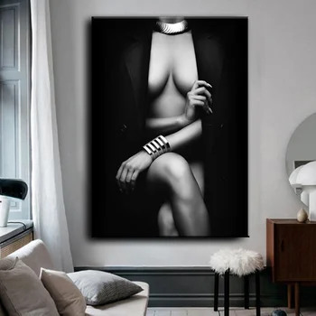 Decoração De Lona Da Pintura De Cartazes Preto Mulher Sexy Corpo Arte, Arte De Parede Imagem Decorativos Home Decor