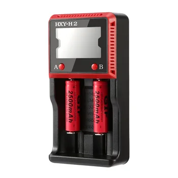 Hxy-H2 Display Lcd Digital Carregador De Bateria Avançadas De Proteção De Baterias Para 26650/18650/18490/17335/16340/10440 Preto