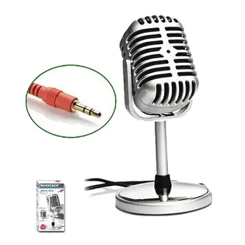 Estilo Vintage Microfone Studio com Fio Retro Clássico Microfone de Condensador com Suporte Profissional KTV MIC