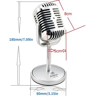 Estilo Vintage Microfone Studio com Fio Retro Clássico Microfone de Condensador com Suporte Profissional KTV MIC