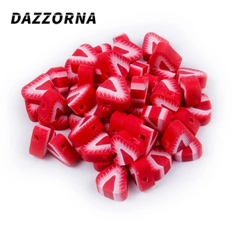 50/100Pcs Vermelho Morango Grânulos de Argila do Polímero Esferas Espaçador Miçangas Para Fazer Jóias DIY Pulseira Colar Acessórios