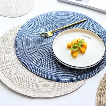 Estilo japonês Rami Rodada guardanapo de papel resistente ao Calor da Mão de Mesa de Tecido antiderrapante Tigela Tapete Decorativo Pratos Pad
