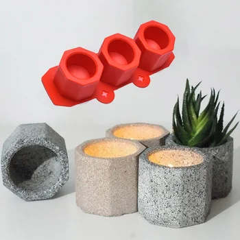 Octogonal Molde de Silicone de Concreto Carnuda Castiçal de Cerâmica de Barro Artesanato DIY vaso de Flores
