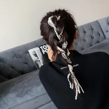 TIMEONLY Hipérbole Pérolas de Imitação de Longa Borla Hairwear para as Mulheres Girsl Simples Grampo de cabelo Delicado Acessórios Elegantes Novo Presente