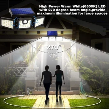 LED Solar, Lâmpada de Parede exterior Posta Solar 3 Modos de Sensor de Movimento de PIR 270 Amplo Ângulo de Iluminação para Decoração de Jardim Rua