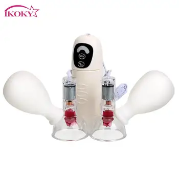 IKOKY Flertar Clítoris Vibradores Mamilo Otários Mama Lábios Massagem Jogos de Adultos Brinquedos Sexuais Para o Casal